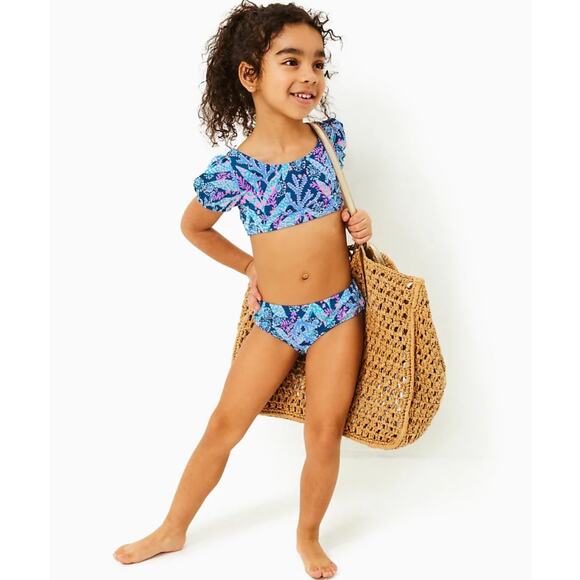 Lilly Pulitzer Girl 14 Barton Blue Star Gazing Arlen Bikini Two Piece Set G35-10 - Picture 1 of 11